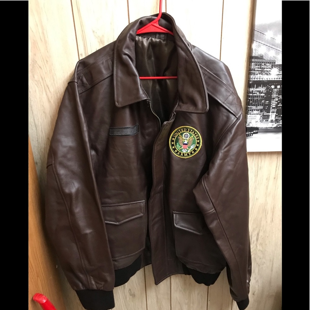 US Army brown leather coat 3xl